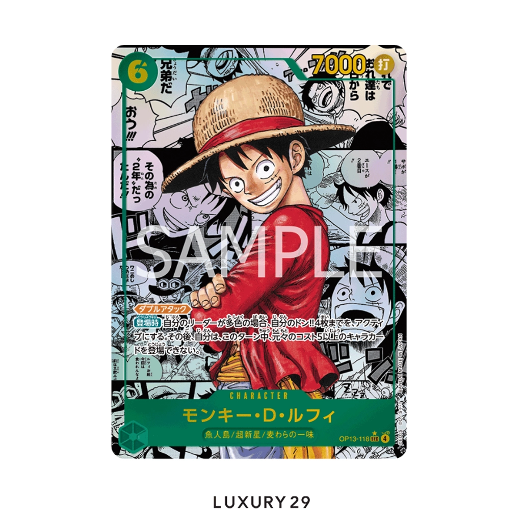One Piece LUFFY Manga Black OP13-118 PSA10 (JP)